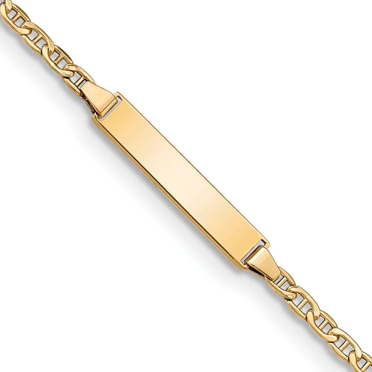 14k Polished Semi-Solid Chain/Solid Plate Anchor Link 20.5x4.5mm Plate 5.5 inch Baby/Child ID Bracelet DCID137