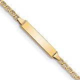 14k Polished Semi-Solid Chain/Solid Plate Anchor Link 20.5x4.5mm Plate 5.5 inch Baby/Child ID Bracelet DCID137