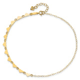 14K Hearts and Oval Links 9 inch Plus 1 inch Extender - Total 10 inch Anklet ANK245