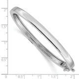 14k White Gold 5.3mm Polished Solid Hinged Oval Bangle Bracelet XB259