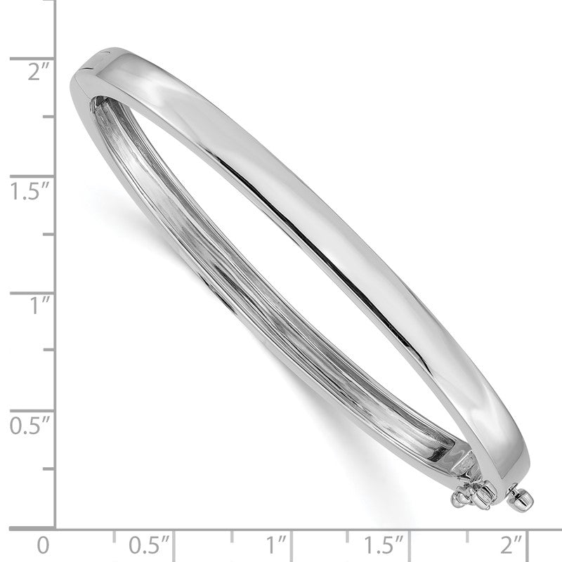 14k White Gold 5.3mm Polished Solid Hinged Oval Bangle Bracelet XB259