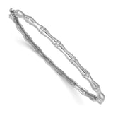 14k White Gold Bamboo Design Complete 1/4 carat Diamond Hinged Oval Bangle Bracelet BM3698