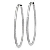 14k White Gold 2x40mm Satin Diamond-cut Endless Tube Hoop Earrings XY1204