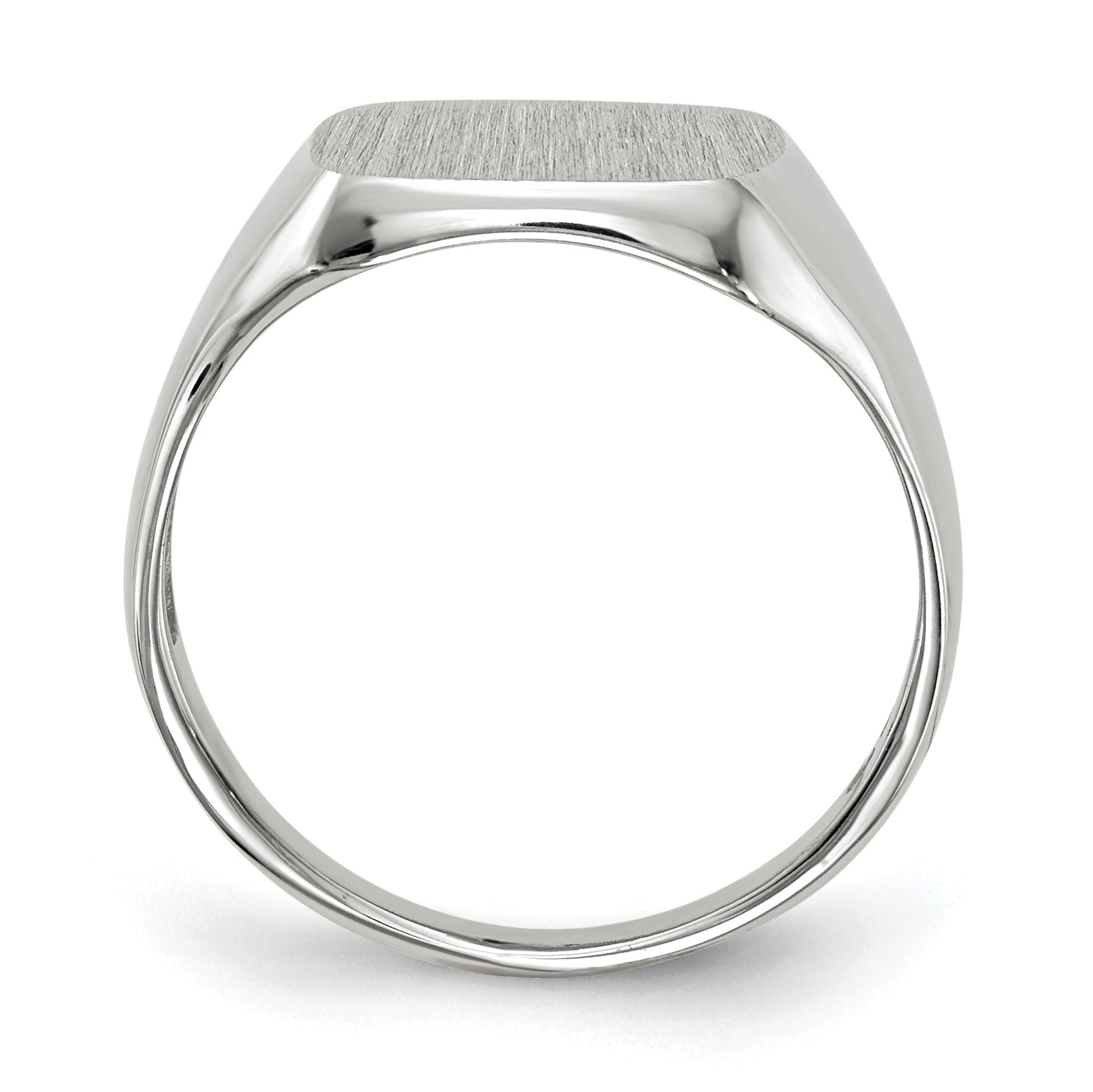 14k White Gold 10.5x11.0mm Cushion Open Back Signet Ring RS606