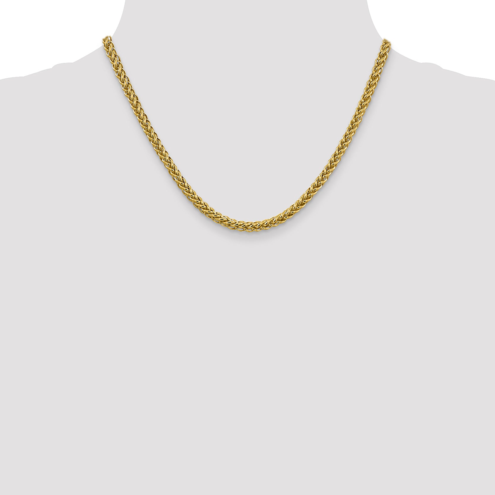 14K 26 inch 4.65mm Semi-Solid 3-Wire Wheat with Lobster Clasp Chain BC178