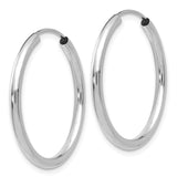14k White Gold 2x25mm Polished Round Endless Tube Hoop Earrings H992