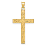 14k Etched Floral Cross Pendant XR139