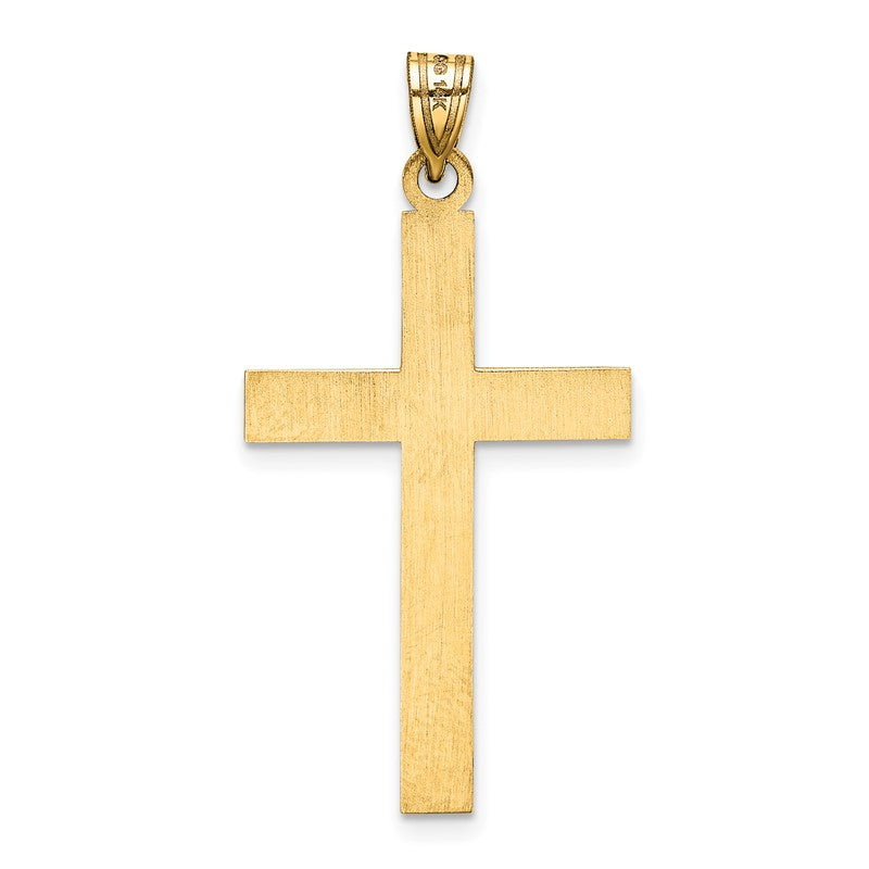 14k Etched Floral Cross Pendant XR139