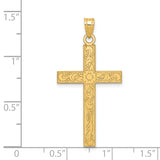 14k Etched Floral Cross Pendant XR139