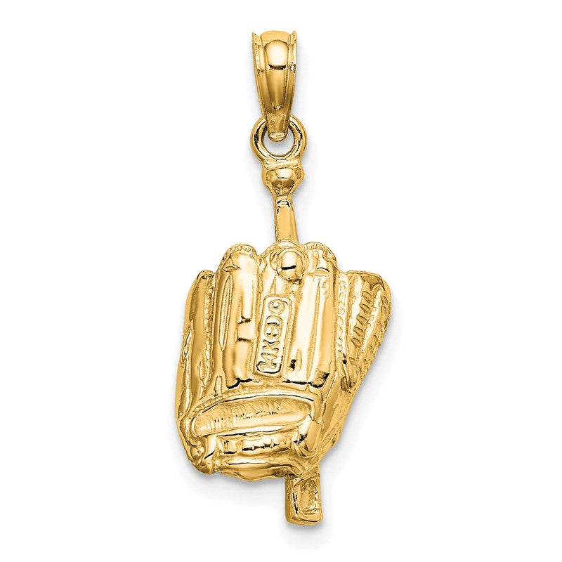 14K Polished 3-D Glove/Bat/Baseball Pendant C2656