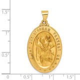 14k Polished and Satin Hollow Saint Christopher Medal Oval Pendant REL139