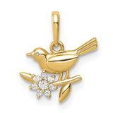 14K Bird on a Branch CZ Pendant YC1317