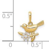 14K Bird on a Branch CZ Pendant YC1317