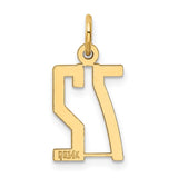 14k Small Elongated Number 72 Charm LES72