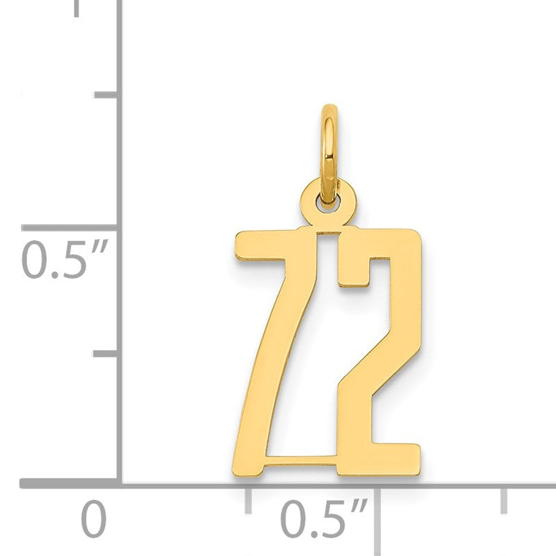 14k Small Elongated Number 72 Charm LES72
