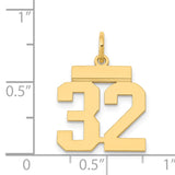 14k Small Polished Number 32 Charm LS32