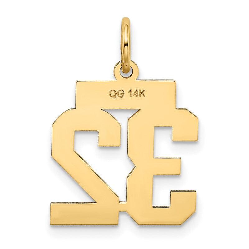 14k Small Polished Number 32 Charm LS32