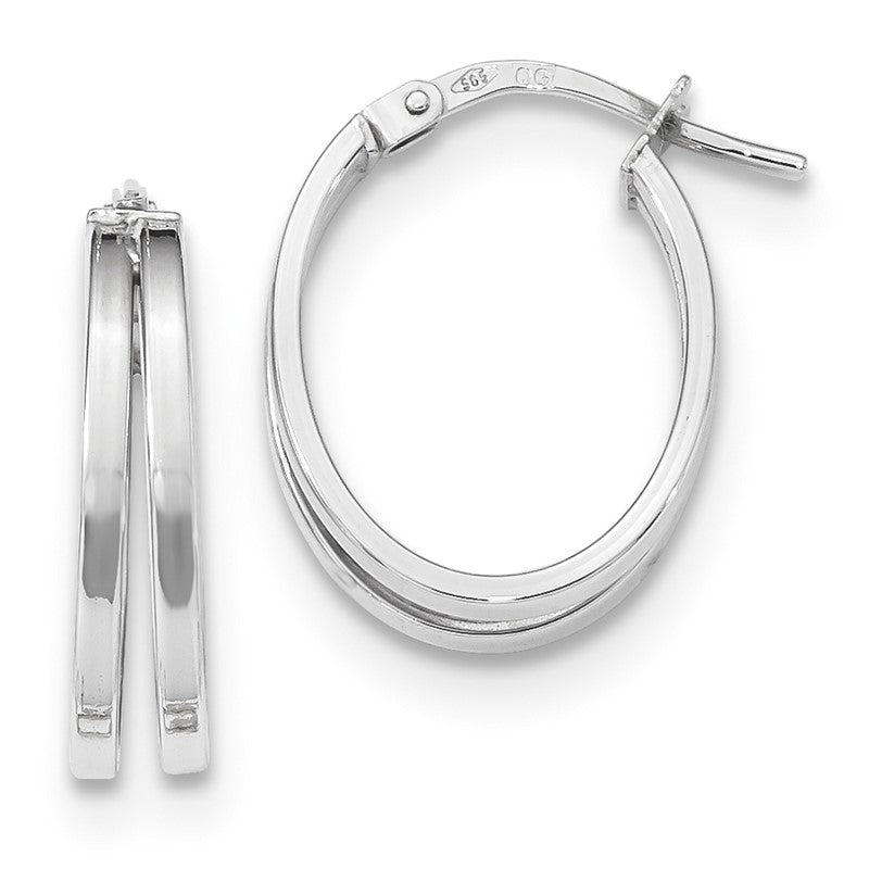 14k White Gold Polished Double Hoops TF1288W