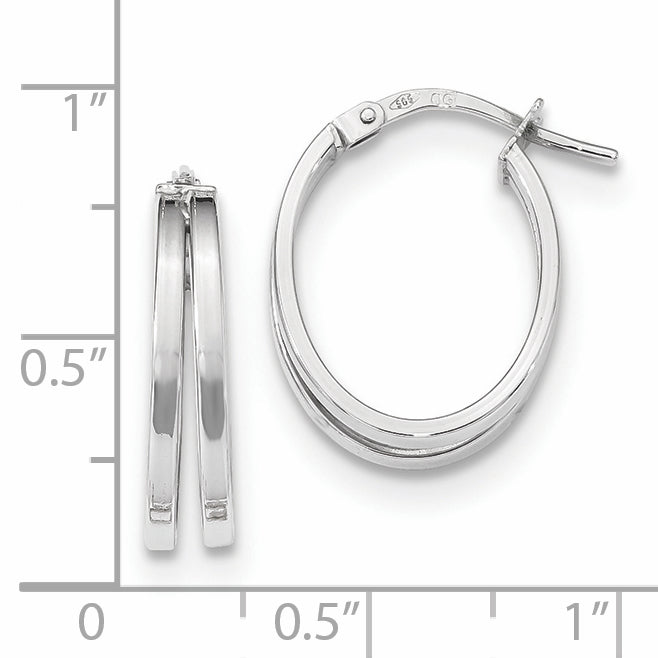 14k White Gold Polished Double Hoops TF1288W