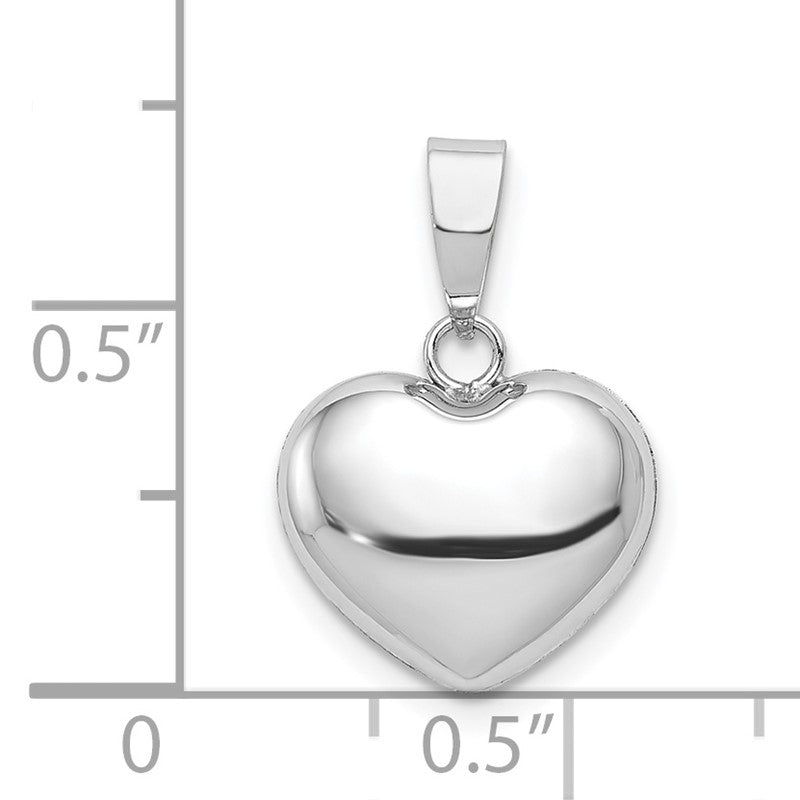 14k White Gold 3D Puffed Heart Pendant XCH111
