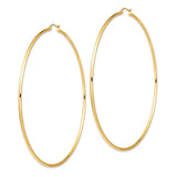 14k 2x90mm Polished Round Tube Hoop Earrings T1158