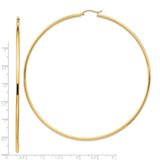 14k 2x90mm Polished Round Tube Hoop Earrings T1158