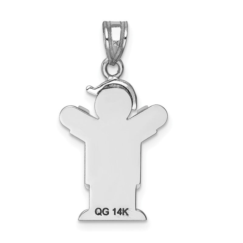 14k White Gold The Kids Small Boy in Overalls with Hat on Left Engravable Love Charm XK426
