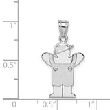 14k White Gold The Kids Small Boy in Overalls with Hat on Left Engravable Love Charm XK426
