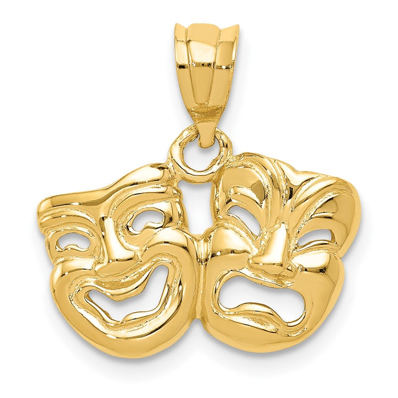 14k Polished Open-Backed Comedy/Tragedy Pendant D1245