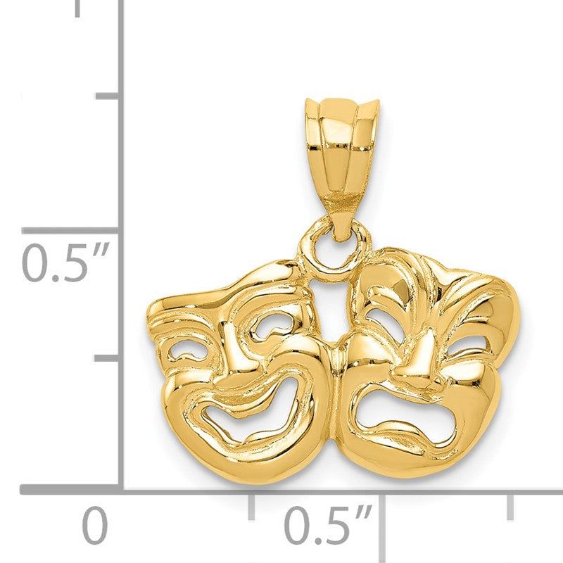 14k Polished Open-Backed Comedy/Tragedy Pendant D1245