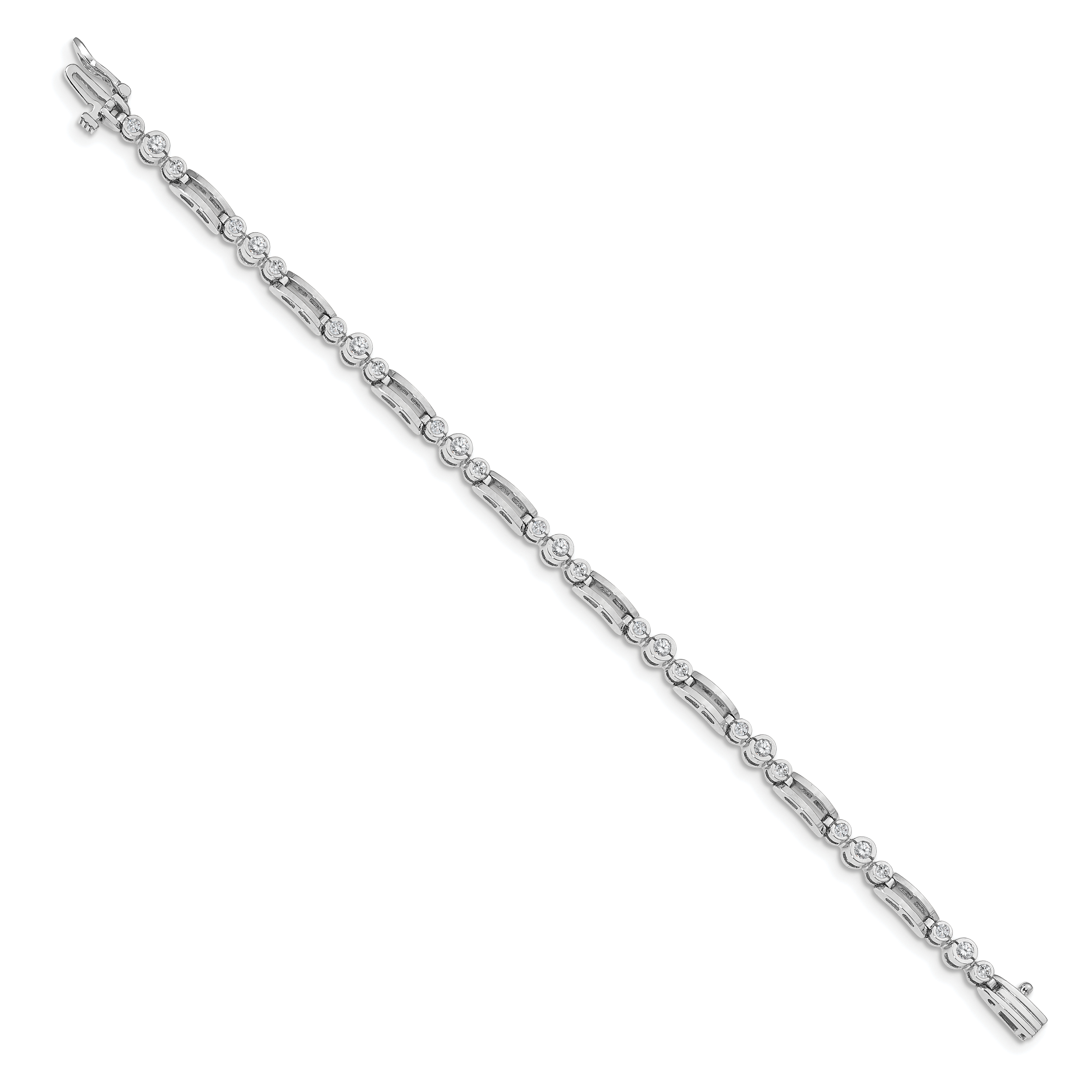 14k White Gold Complete 1 carat Round AAA Diamond Bezel Paperclip Link 7 inch Tennis Bracelet X639WAAA