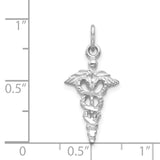 14k White Gold 3-D Caduceus Charm WCH56