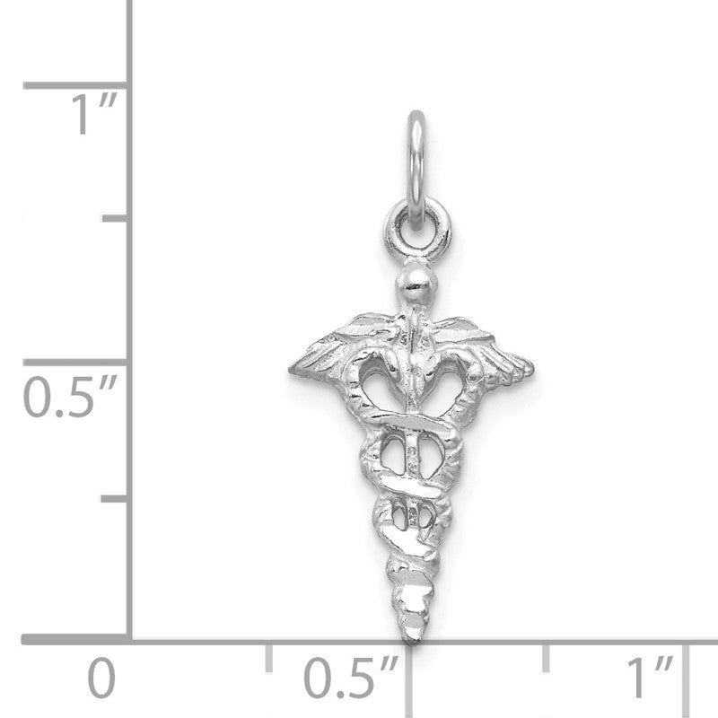 14k White Gold 3-D Caduceus Charm WCH56