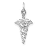 14k White Gold 3-D Caduceus Charm WCH56