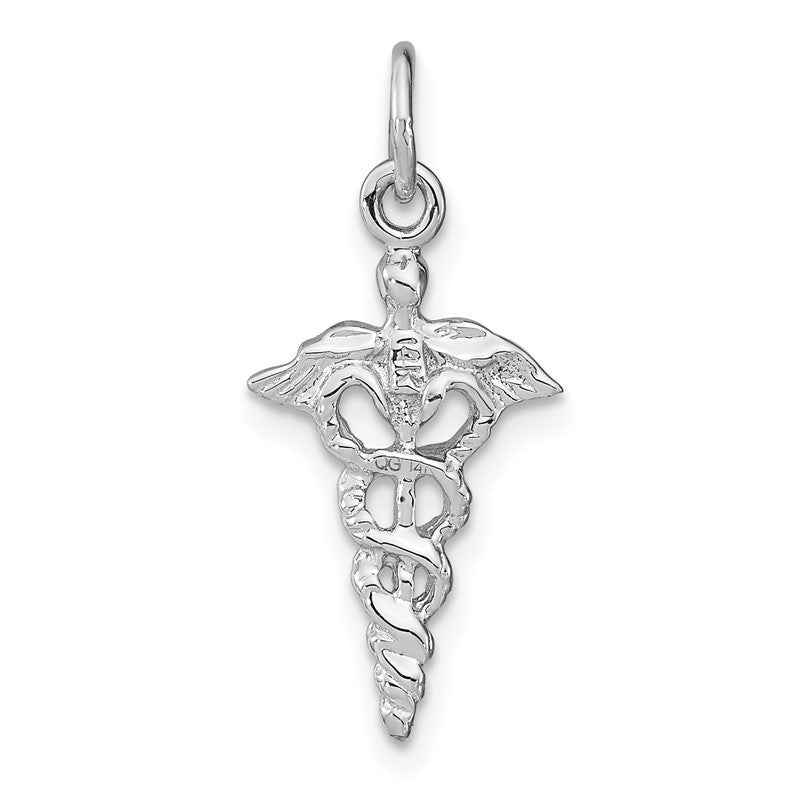 14k White Gold 3-D Caduceus Charm WCH56