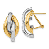 14k Two-tone Swirl Omega Back Post Earrings TM427