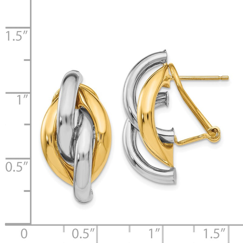 14k Two-tone Swirl Omega Back Post Earrings TM427