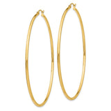 14k 2x70mm Polished Round Tube Hoop Earrings TF549