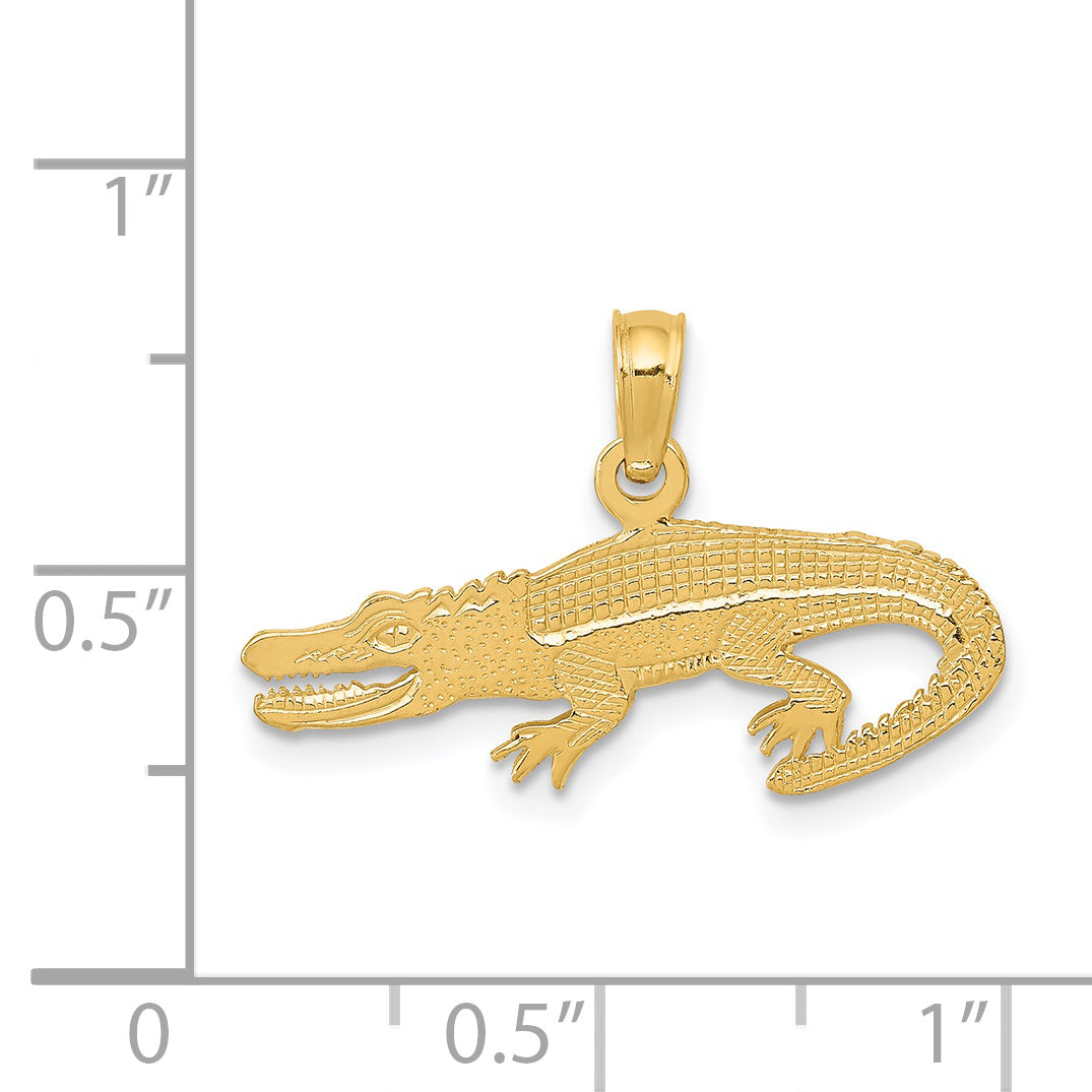 14K Textured Alligator Pendant D4214