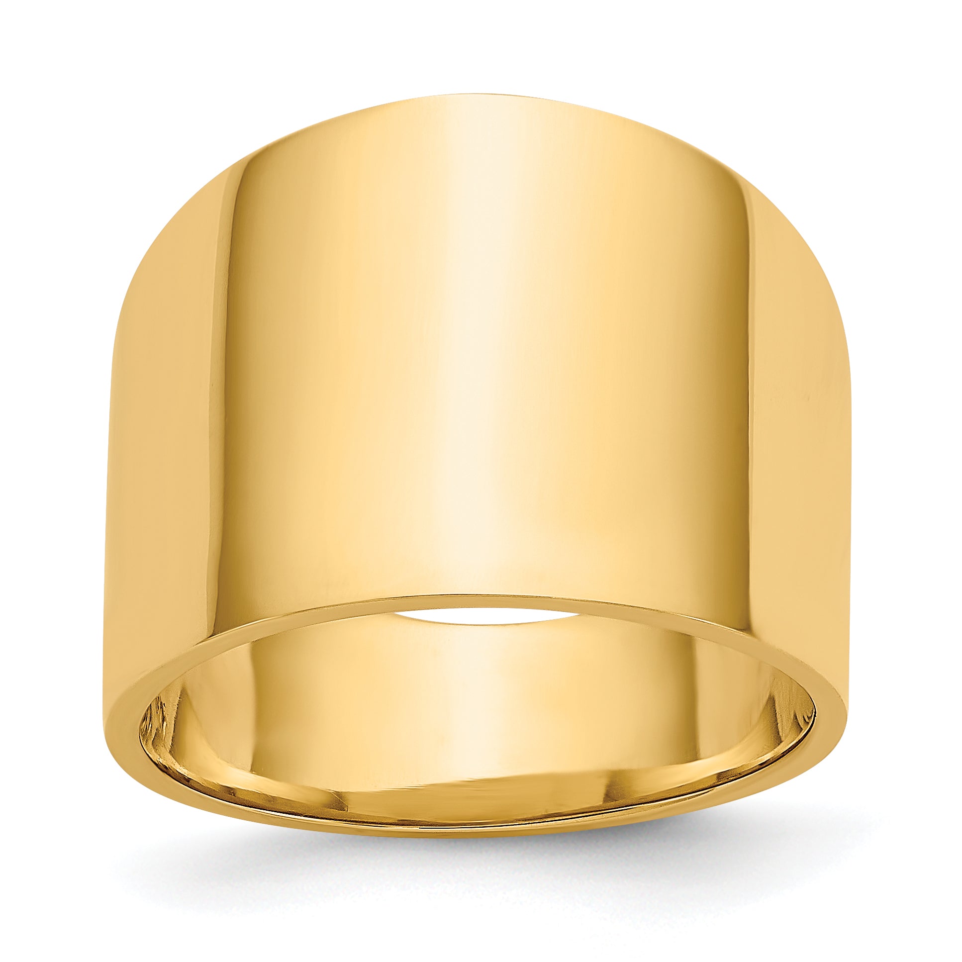 14K 15mm Flat-top Tapered Cigar Band Ring K4632
