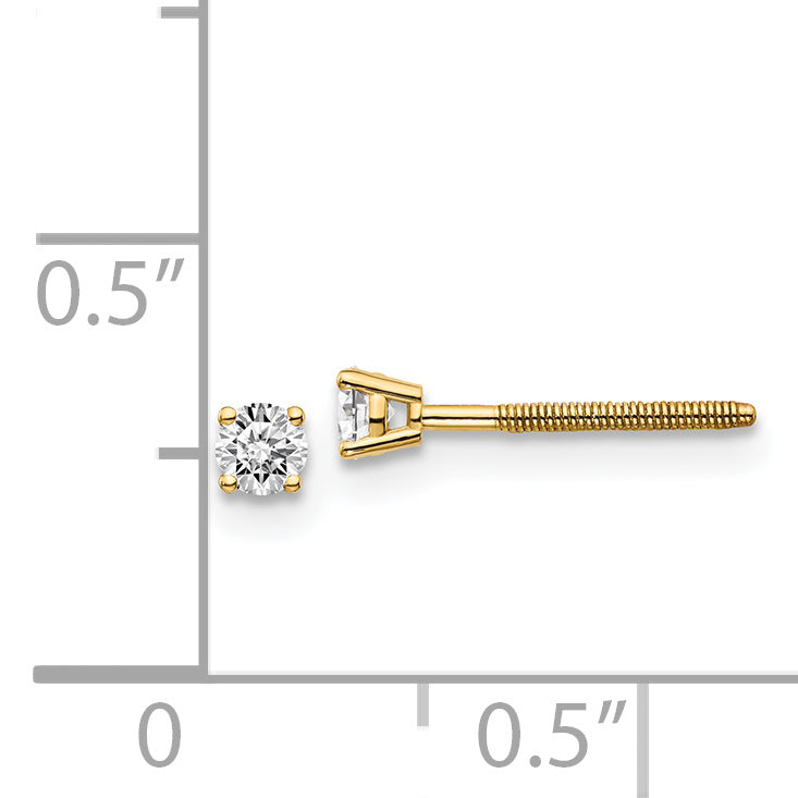 14ky .10ct. VS2/SI1 G-I Diamond Stud Thread on/off Post Earrings ST4