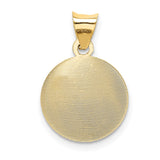14K with Rose and White Rhodium Diamond-cut Baptism Round Pendant K5674