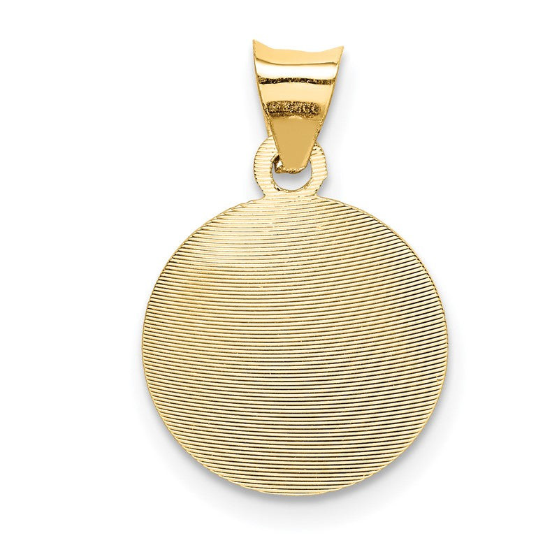 14K with Rose and White Rhodium Diamond-cut Baptism Round Pendant K5674