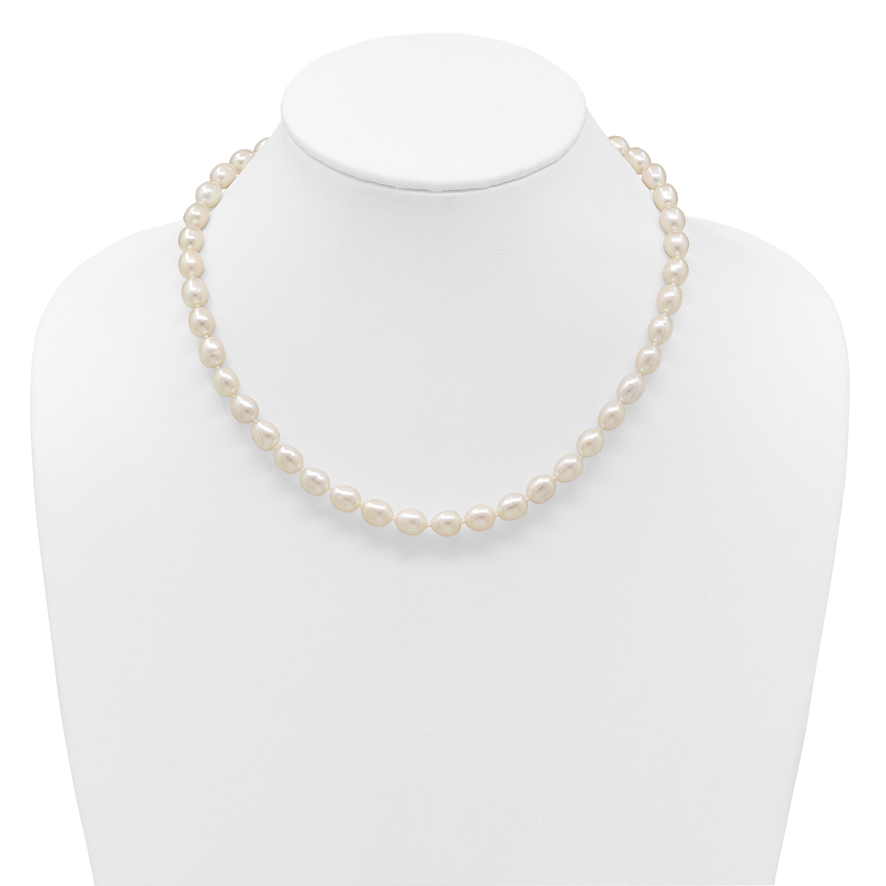 14k 7-8mm White Rice Freshwater Cultured Pearl 18 inch Necklace XF525
