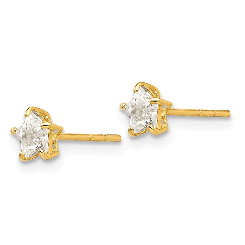 14k Madi K CZ 4mm Star Childrens Post Earrings GK597