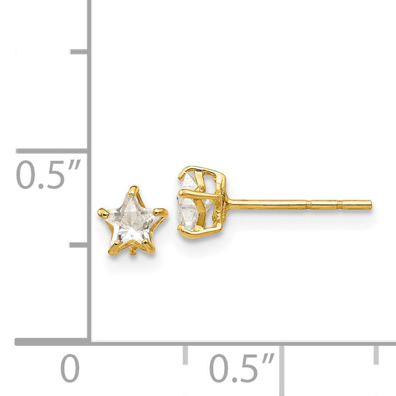 14k Madi K CZ 4mm Star Childrens Post Earrings GK597