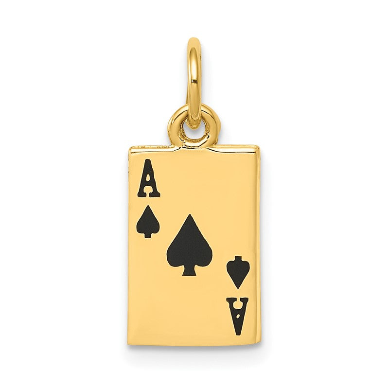 14k Enameled Ace of Spades Card Charm K1874