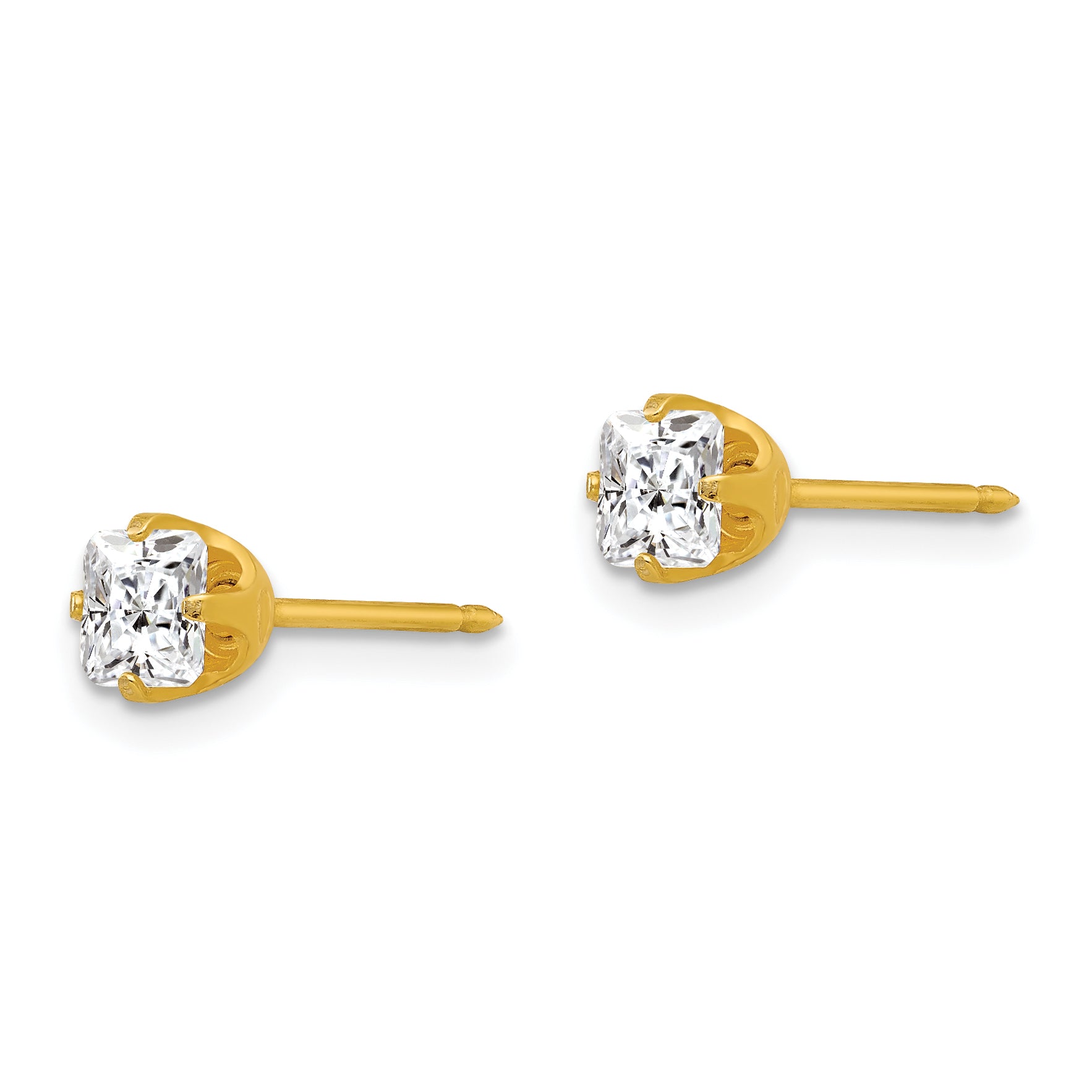 Inverness 14k 5mm Square Princess CZ Post Piercing Earrings 264E