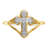 14k and White Rhodium Cross Ring K2054