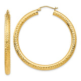 14k 4x45mm Diamond-cut Round Tube Hoop Earrings TC537